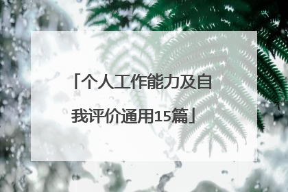 个人工作能力及自我评价通用15篇