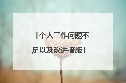 个人工作问题不足以及改进措施