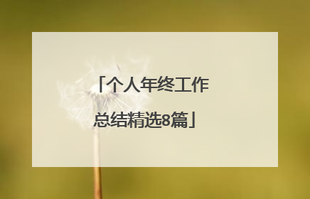 个人年终工作总结精选8篇