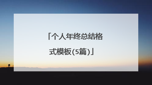 个人年终总结格式模板(5篇)