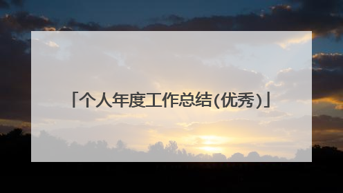 个人年度工作总结(优秀)