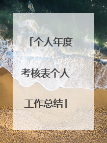个人年度考核表个人工作总结