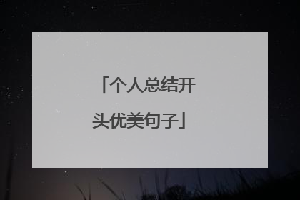 个人总结开头优美句子