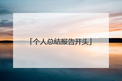个人总结报告开头