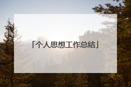 个人思想工作总结