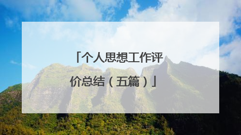 个人思想工作评价总结(五篇)