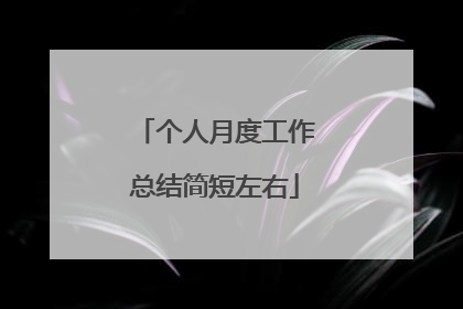 个人月度工作总结简短左右
