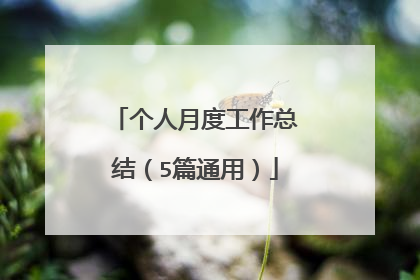 个人月度工作总结（5篇通用）