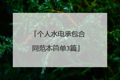 个人水电承包合同范本简单3篇