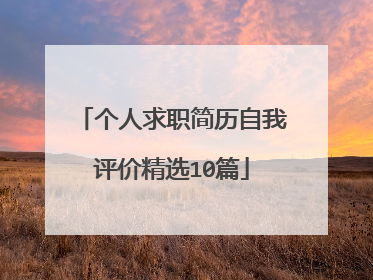 个人求职简历自我评价精选10篇