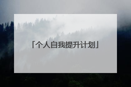 个人自我提升计划