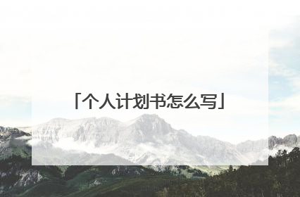 个人计划书怎么写