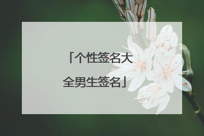 个性签名大全男生签名