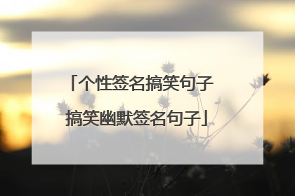 个性签名搞笑句子 搞笑幽默签名句子