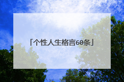 个性人生格言60条