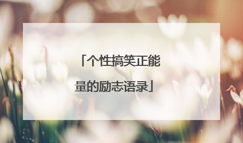 个性搞笑正能量的励志语录