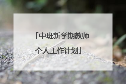 中班新学期教师个人工作计划