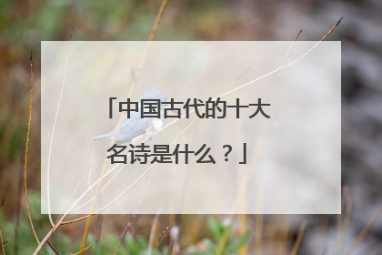 中国古代的十大名诗是什么？