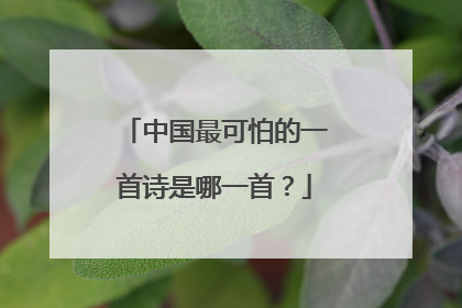 中国最可怕的一首诗是哪一首？