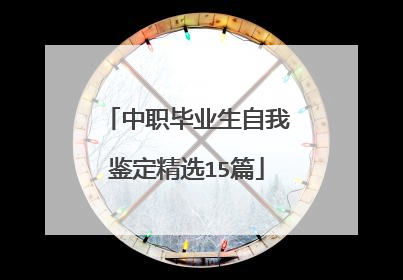 中职毕业生自我鉴定精选15篇