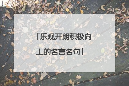 乐观开朗积极向上的名言名句
