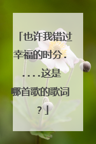 也许我错过幸福的时分.....这是哪首歌的歌词？
