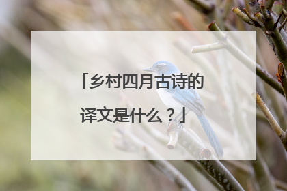 乡村四月古诗的译文是什么?