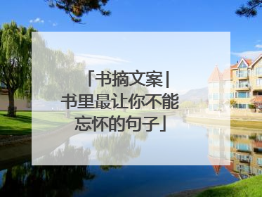 书摘文案| 书里最让你不能忘怀的句子