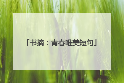 书摘:青春唯美短句