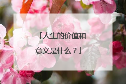 人生的价值和意义是什么?
