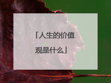 人生的价值观是什么