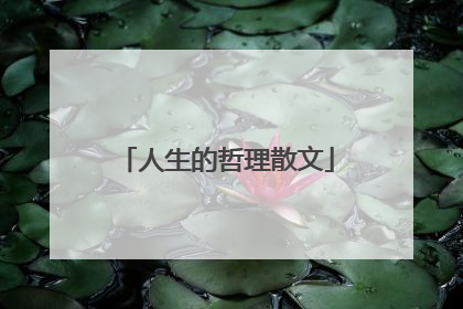 人生的哲理散文
