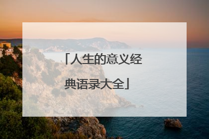 人生的意义经典语录大全