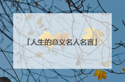 人生的意义名人名言