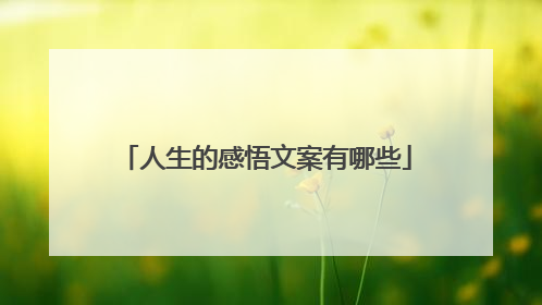 人生的感悟文案有哪些