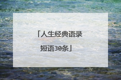 人生经典语录短语30条