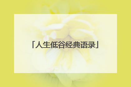 人生低谷经典语录