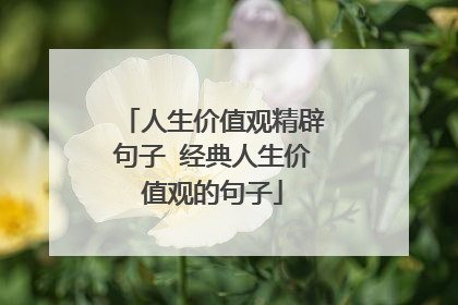 人生价值观精辟句子 经典人生价值观的句子