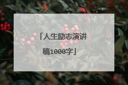 人生励志演讲稿1000字