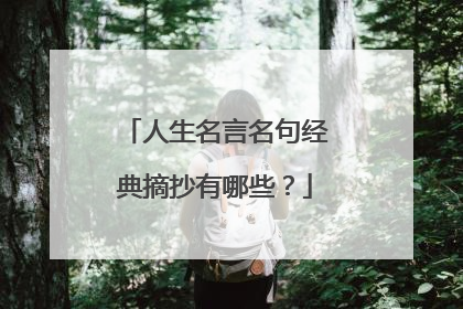 人生名言名句经典摘抄有哪些?