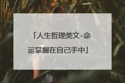人生哲理美文-命运掌握在自己手中