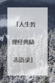 人生哲理经典励志语录