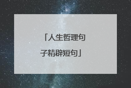 人生哲理句子精辟短句