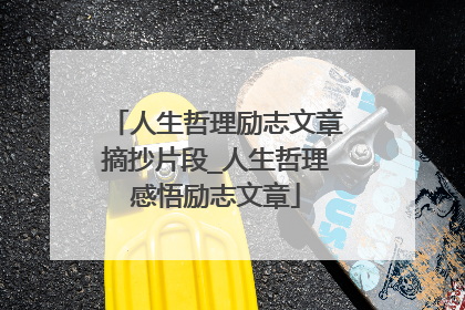 人生哲理励志文章摘抄片段_人生哲理感悟励志文章