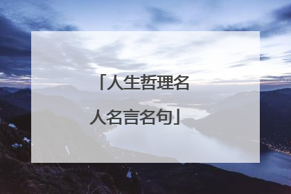 人生哲理名人名言名句