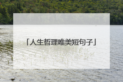 人生哲理唯美短句子