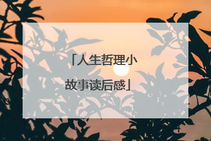 人生哲理小故事读后感