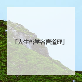 人生哲学名言道理