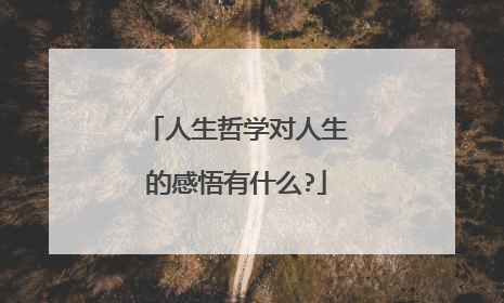 人生哲学对人生的感悟有什么?
