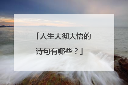 人生大彻大悟的诗句有哪些?